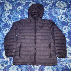 Jack Wolfskin Men's Black Down Hooded Puffer Jacket/Coat, Size M, Pre-Owned